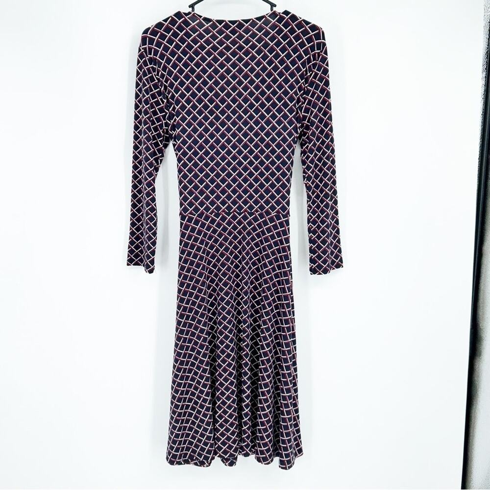 Brooks Brothers Red Fleece Navy & Red Check Wrap Dress Sz M Business Casual - Picture 2 of 5